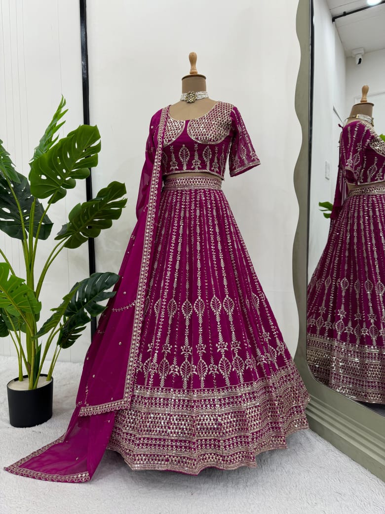 Wedding Dark Pink Lehenga Choli