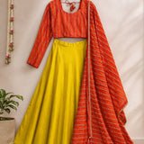 Saundarya Orange Rangoli Silk Lehenga