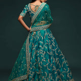 Teal Green Embroidered Wedding Lehenga