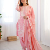 Sparkle Peach Embroidered Suit