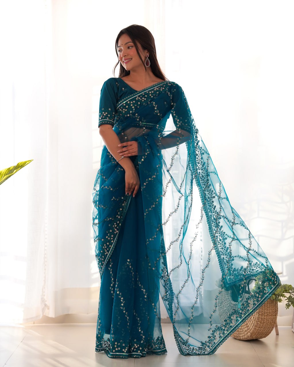 Beautifull Butterfly Net Saree