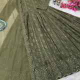 Olive Partywear Anarkali Gown Collection