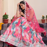 Pink Beautiful Floral Print Lehenga