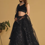 Black Wedding Sequance Lehenga