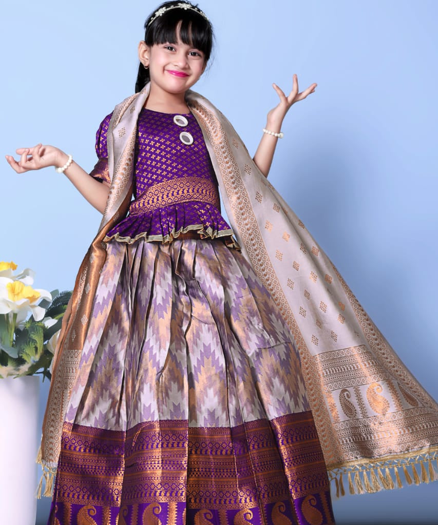 Traditional Zig Zag Kids Lehenga