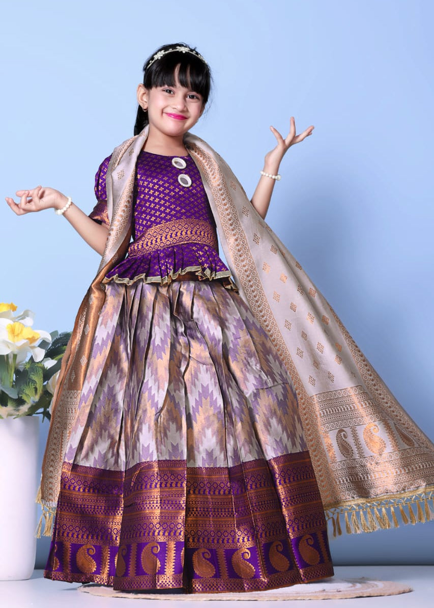 Traditional Zig Zag Kids Lehenga