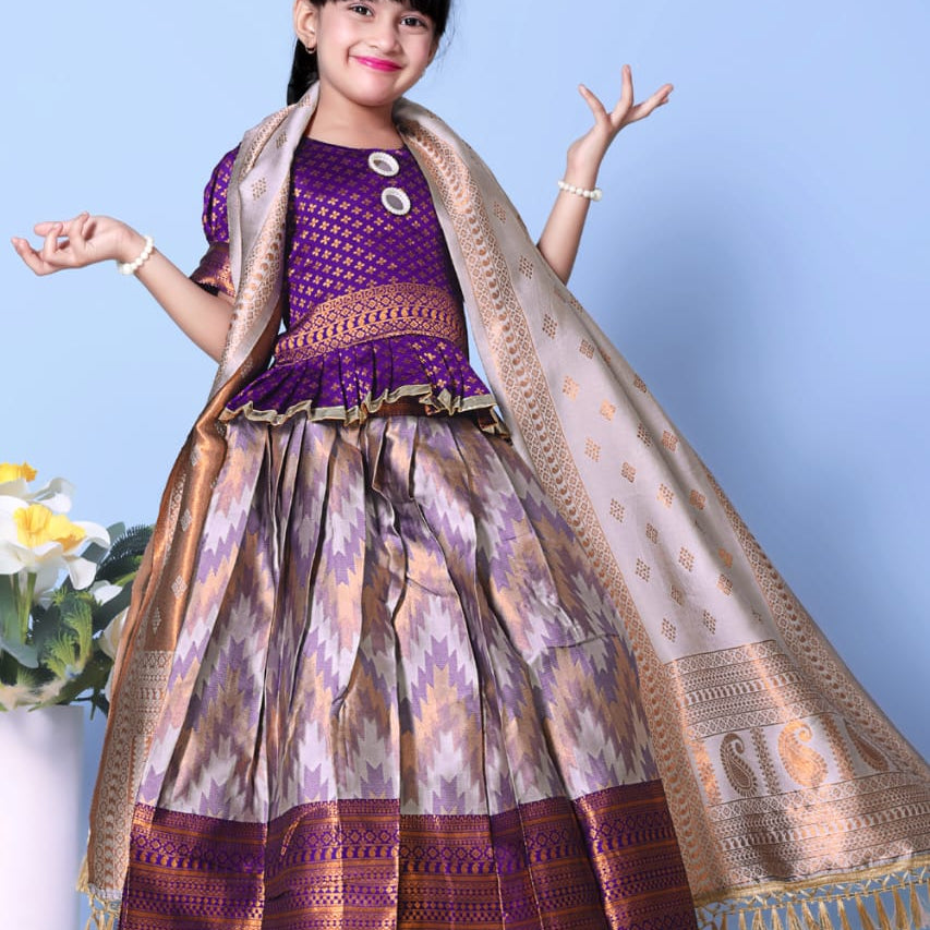 Traditional Zig Zag Kids Lehenga