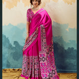 Traditional Pure Satin Ajrakh Saree