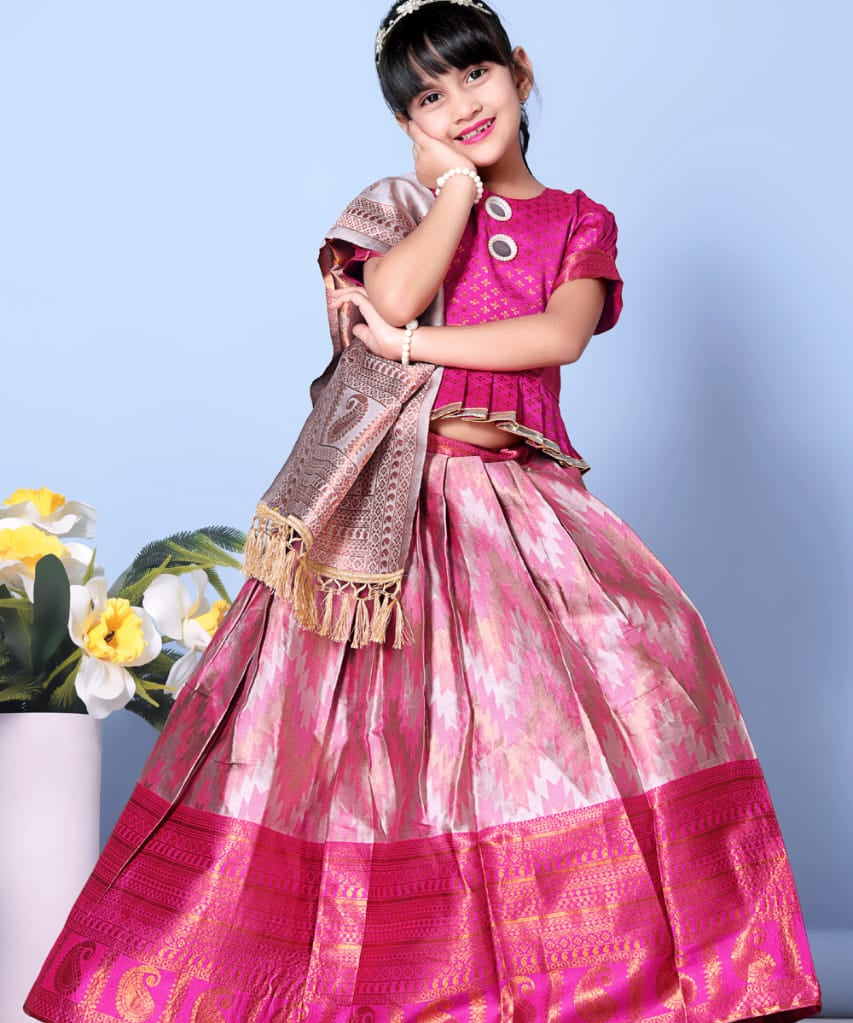 Traditional Zig Zag Kids Lehenga