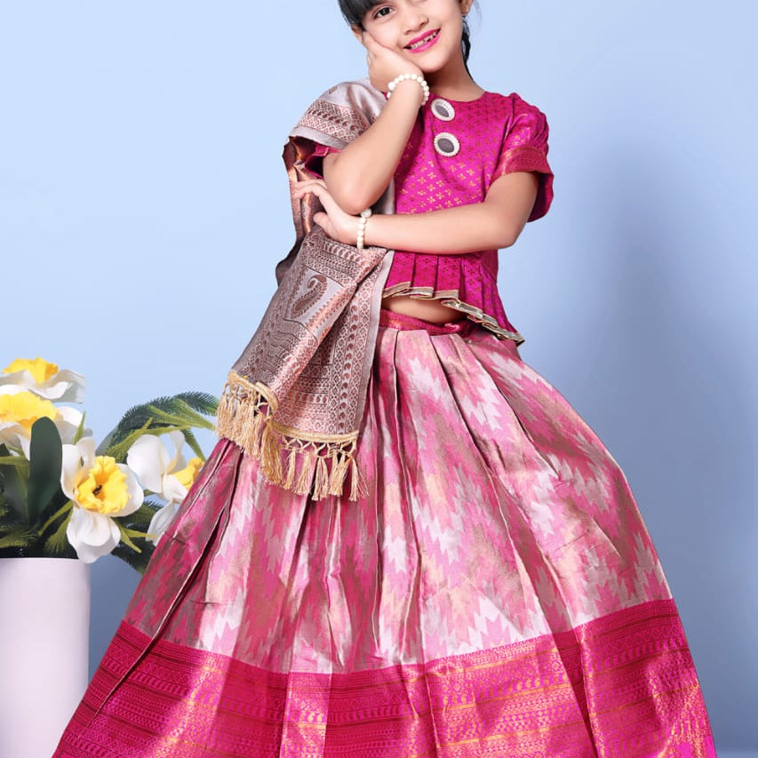 Traditional Zig Zag Kids Lehenga