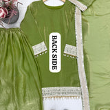 Pista Green Silk Top Plazzo