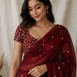Maroon Fendy Satin Silk Saree