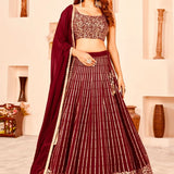 Wedding Maroon Lehenga Choli