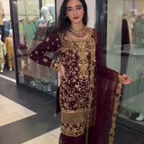 Beautifull Maroon Top Sharara Collection