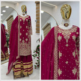 Desirable Maroon Top Plazzo Set
