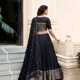 Crafted Pure Chanderi Plain Lehenga