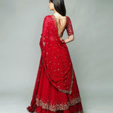 Red premium Georgette Lahenga