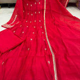 Reddish Pure Chanderi Flared Suit