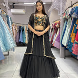 Black Shrug Heavy Indo Lehenga