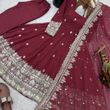Maroon Designer Georgette Gown