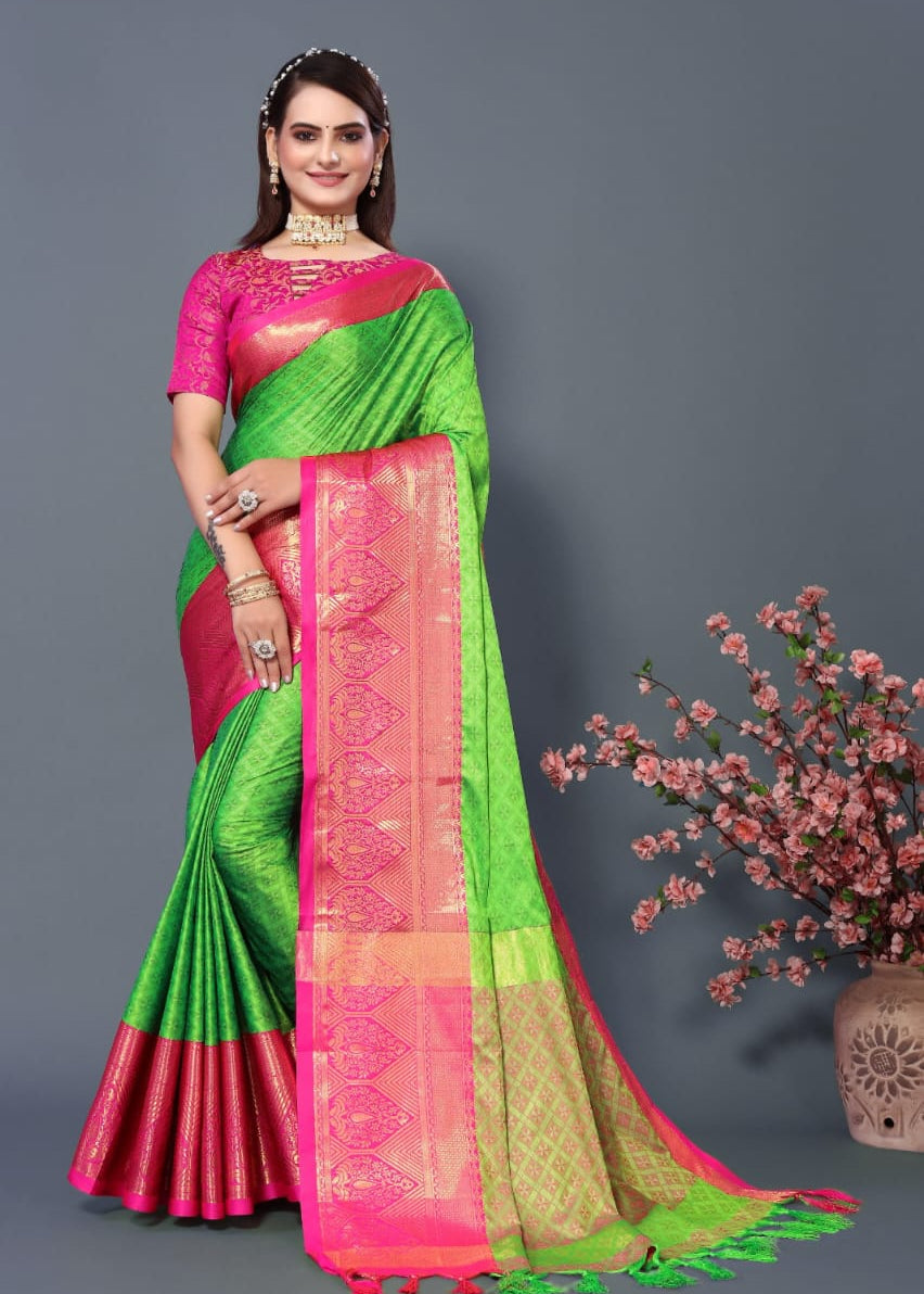 Beautiful zari weaving silk saree