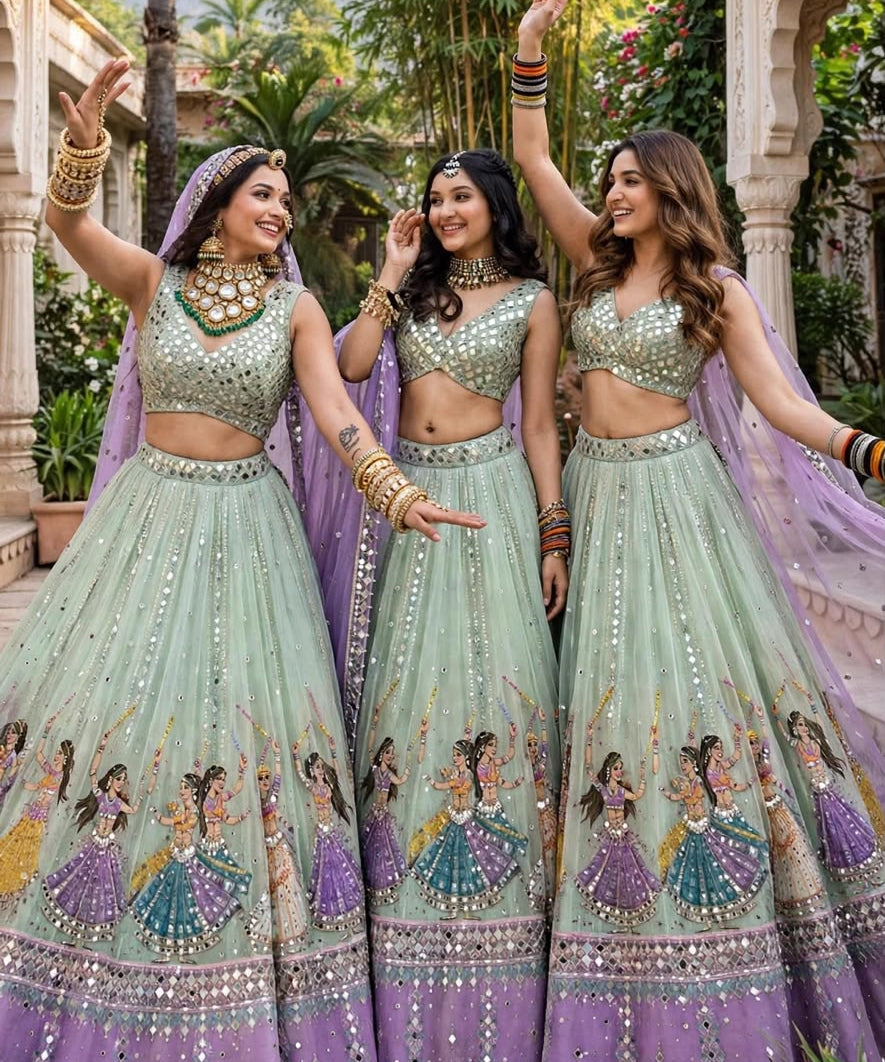 Festive Georgette Mirror Work Lehenga