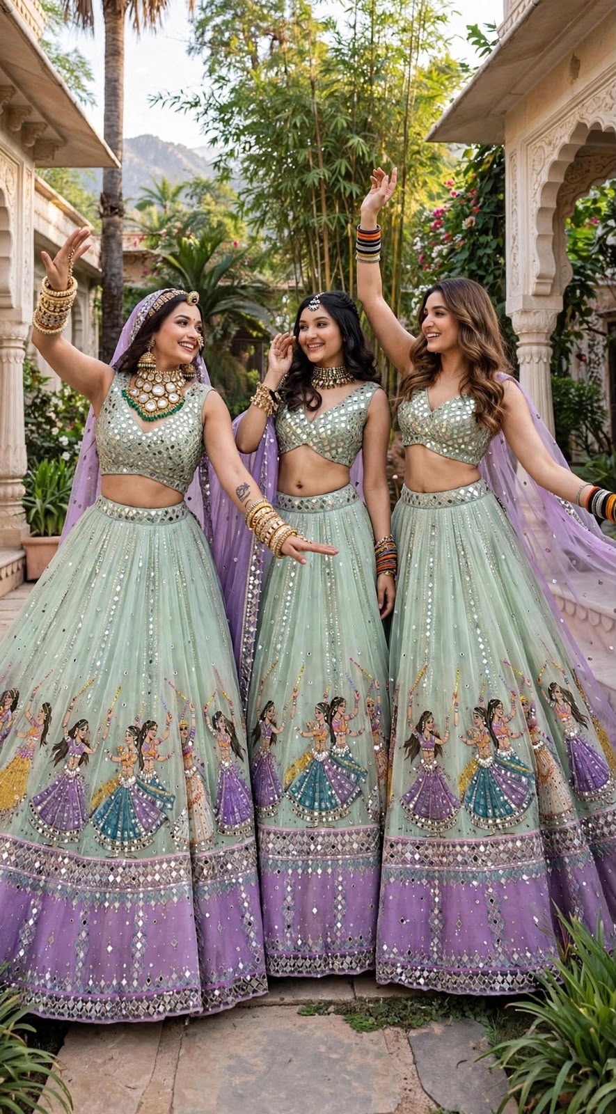 Festive Georgette Mirror Work Lehenga