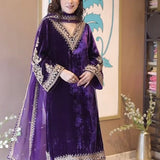 Designer Embroidered Velvet Suit
