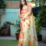 Beautifull Multy Colored Organza Silk Saree