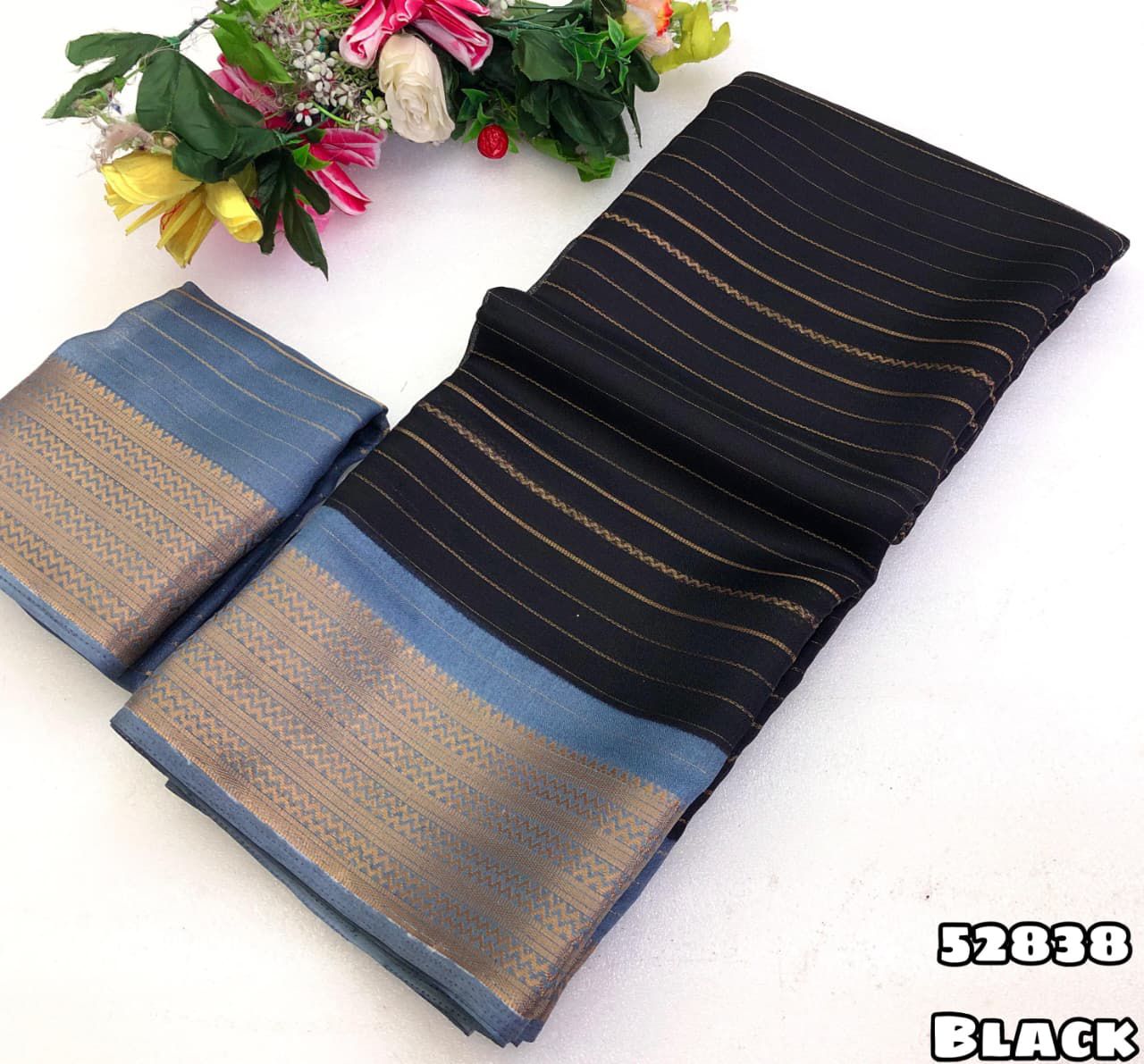 Moss Gold Zari Weaving Saree