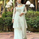 WHITE faux georgette gown