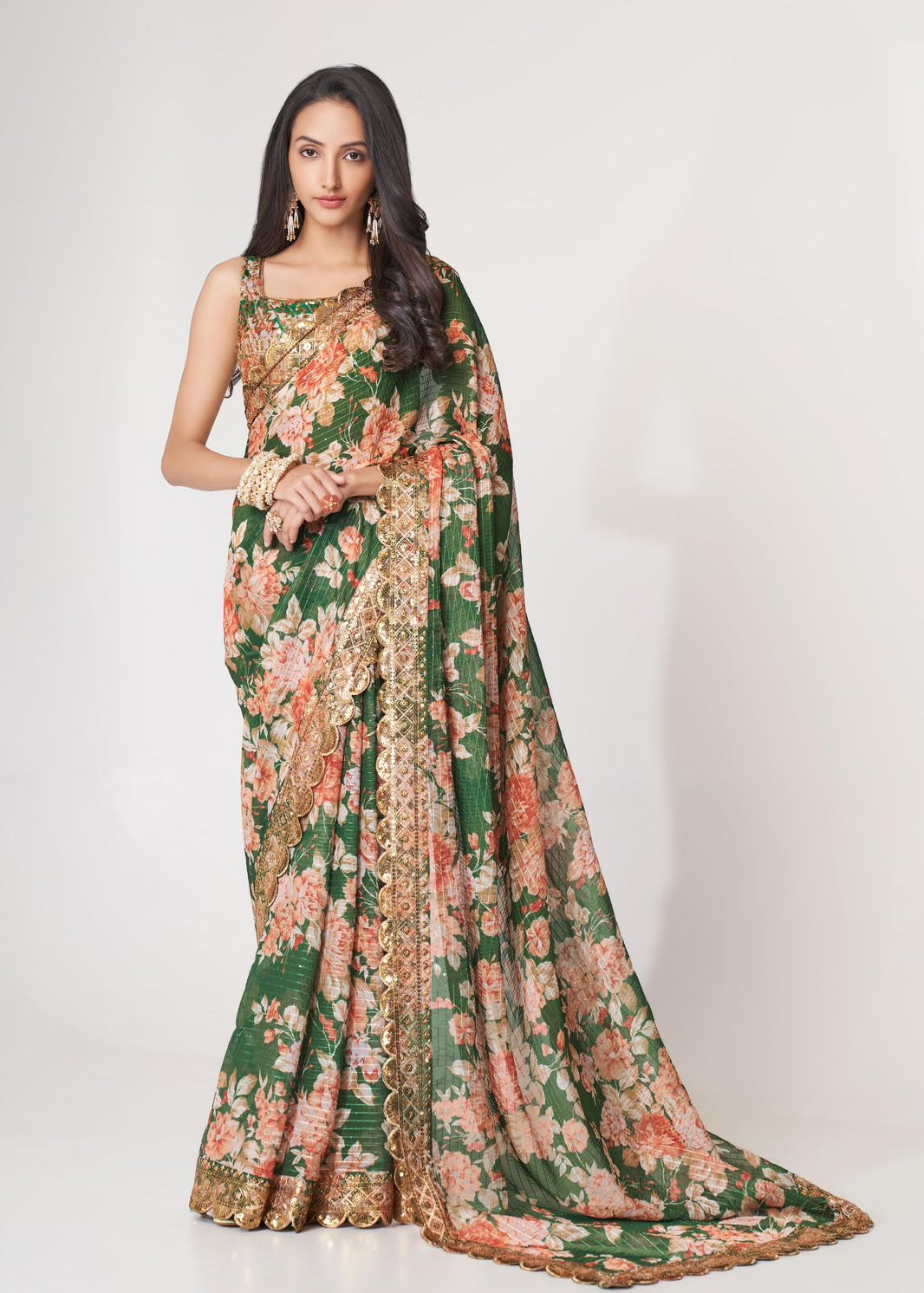 beautiful Pure Organza digital Printed Work sarees