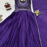 Partywear chinon Silk Anarkali Gown