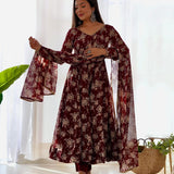 Fancy Floral Print Anarkali Dress