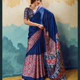 Traditional Pure Satin Ajrakh Saree