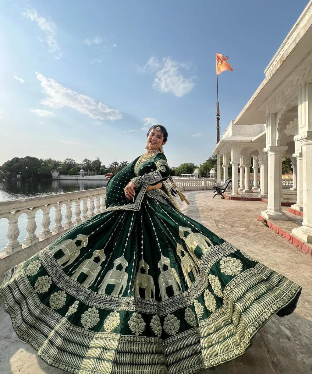 Traditional Elephant Silk Lehenga