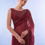 Maroon Ethnic Organza Saree Collection