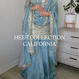 Aqua Blue Silk Embroidered Suit