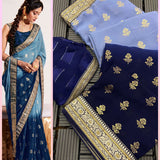 Two Tone Heavy Georgette Fabric All Over Saree Foil Print