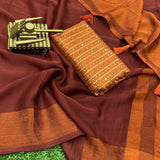 Presenting Copper Zari Chiffon Saree