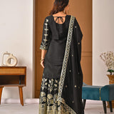 Elegant Black Sequence Top Plazzo