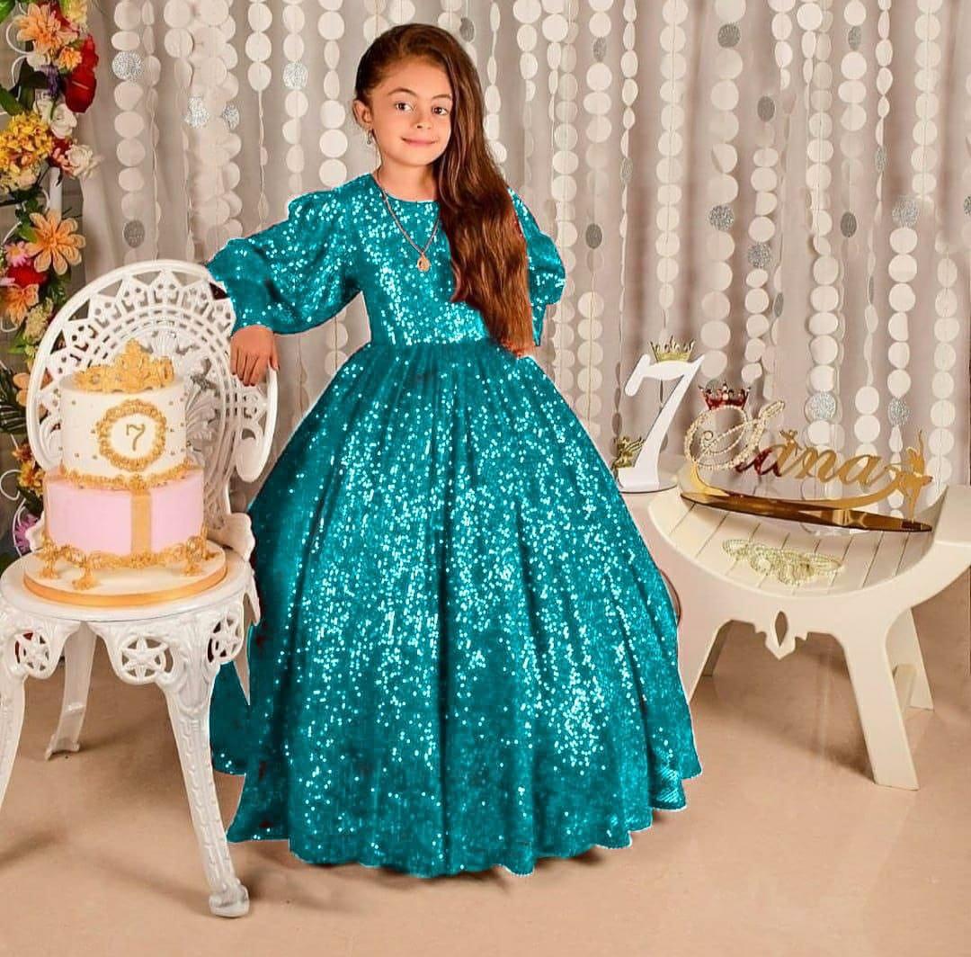 BEAUTIFUL SEQUENCE WORK KIDS GOWN