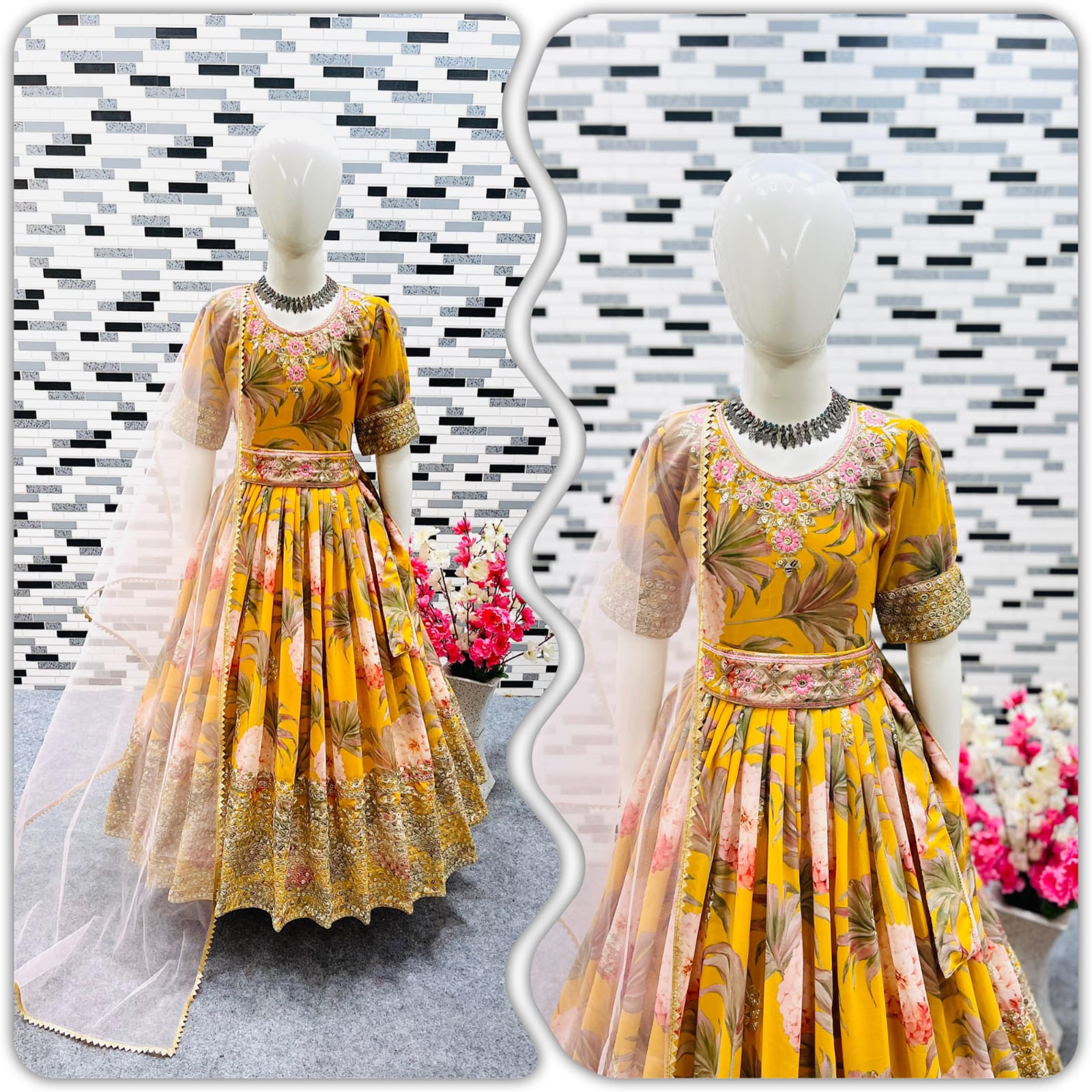 Kids Flower Printed Gown Collection