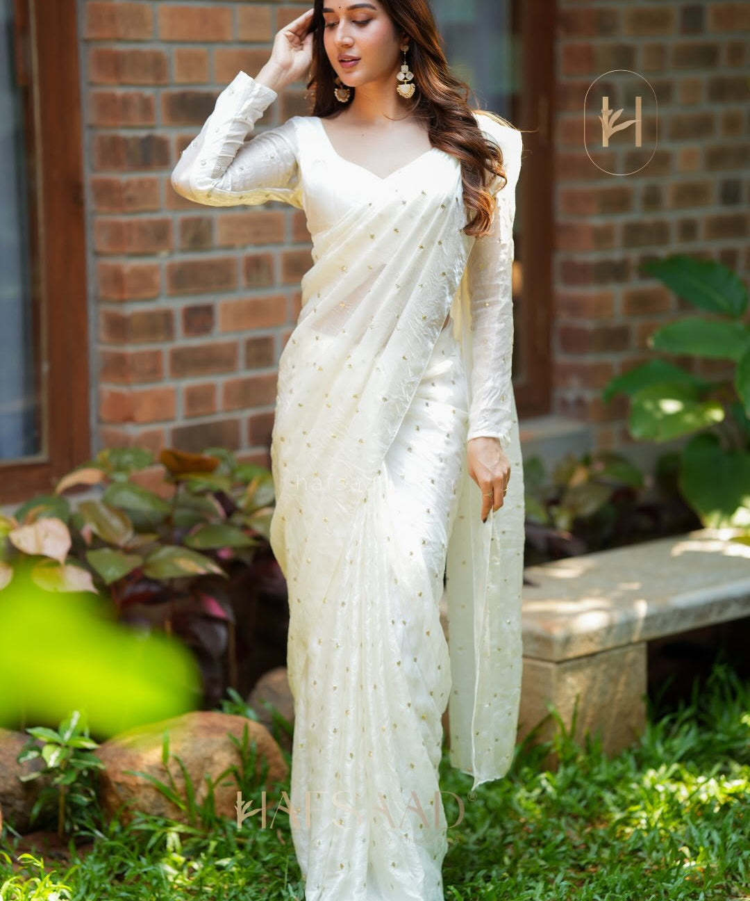 White Space Satin Silk Saree