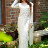 White Space Satin Silk Saree
