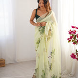 Pista Organza Printed Saree