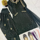 Designer Natural Crepe Top Farshi Salwar