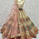 Multi Color Peacock Embroidered Designer Silk Lehengacholi