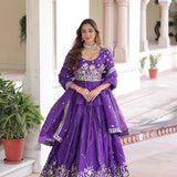 Violet Classy Gold Crush Lehenga