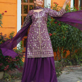 Exclusive Silk Embroidered Top Sharara